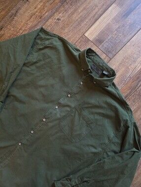 CC Sport - Vintage 90s Made in USA Heavy Cotton Shirt - XL - Olive Green